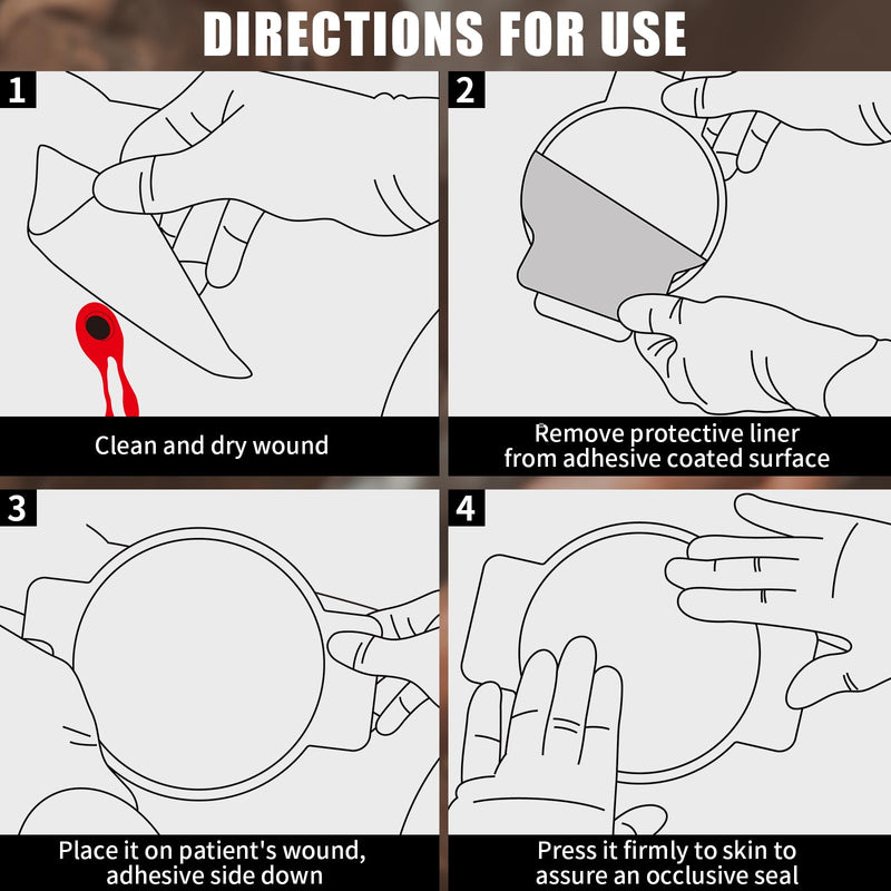 [Australia - AusPower] - RHINO RESCUE Chest Seal Non-Vented, Sterile Emergency Trauma Dressing, IFAK Medical Supplies for Wound Care,Gunshot Wound, Sucking Chest, FSA/HSA Eligible (2 Count) No-Vent 2 