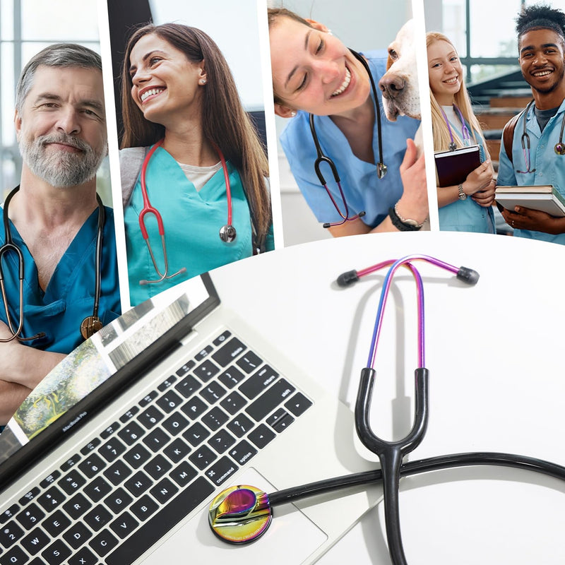 [Australia - AusPower] - MaiWieel-Master Stethoscope Single Head Stethoscope,Tunable Diaphragm,Estetoscopio for Nurses, Doctors, Paramedics, Students,Home Medical,Rainbow Chestpiece (Rainbow) Rainbow 