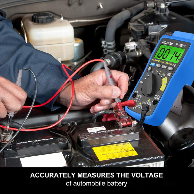 [Australia - AusPower] - Digital Multimeter Tester, Ohm Amp Volt Meter with PC Link, 4000 Counts Auto-ranging Voltmeter Ammeter DMM for AC DC Volt, Amp, Ohm, Cap,Temp and Battery Test 