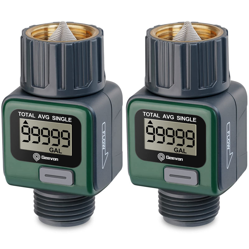 Geevon Garden Hose Water Flow Meter with Brass Inlet Metal Thread, High Accuracy & IPX6 Waterproof for Outdoor Garden Watering, RV Water Tank Filling, Lawn Sprinkler, and Nozzle Sprayer (1 Pack) 1