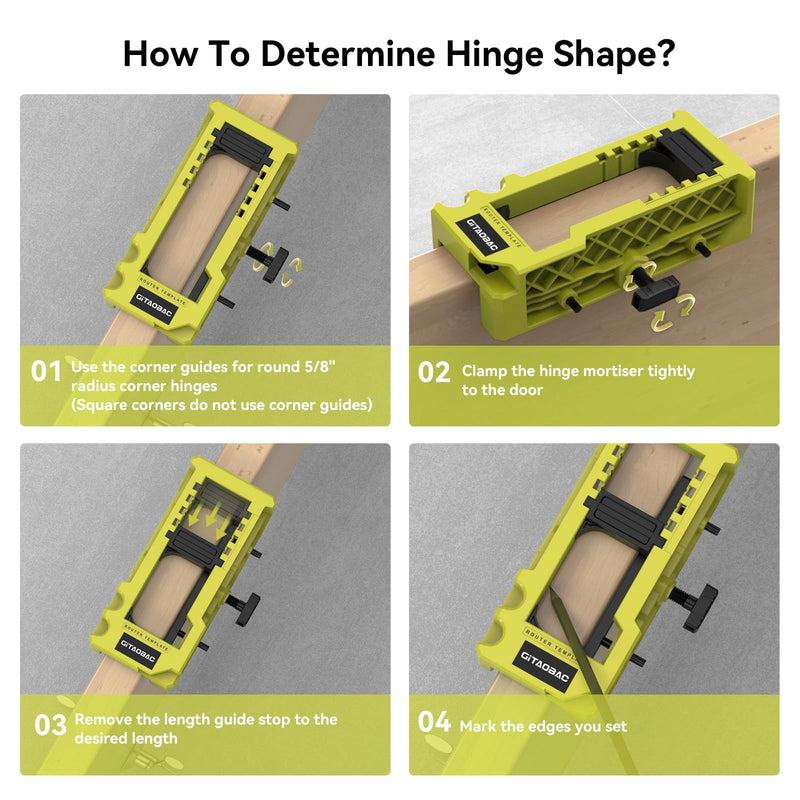[Australia - AusPower] - Green Door Hinge Jig, Door Hinge Router Template, Door Hinge Mortiser, Hinge Installation Kit Fits 3” to 5” Length and 1/4” or 5/8” Thickness.?Only Work on The Door not The jamb? 