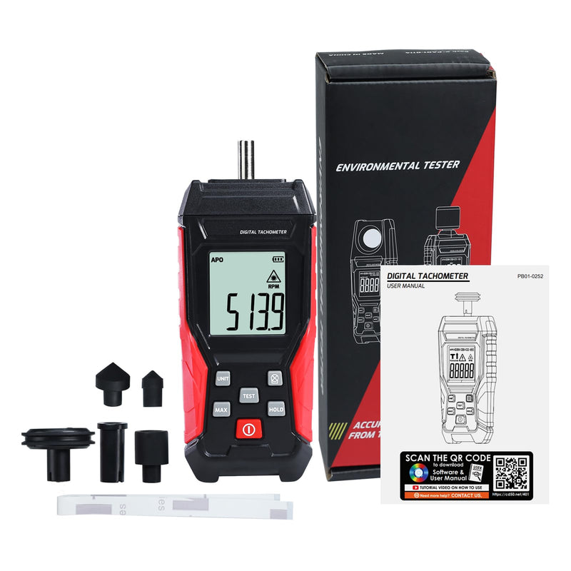 [Australia - AusPower] - Digital 2-in-1 Tachometer Noncontact Laser Photo Sensor 3~100000RPM and Contact 3~19999RPM Meter RPM Gauge Tester Professional MAX/MIN/Hold Data, Handheld Car Engine Tool 