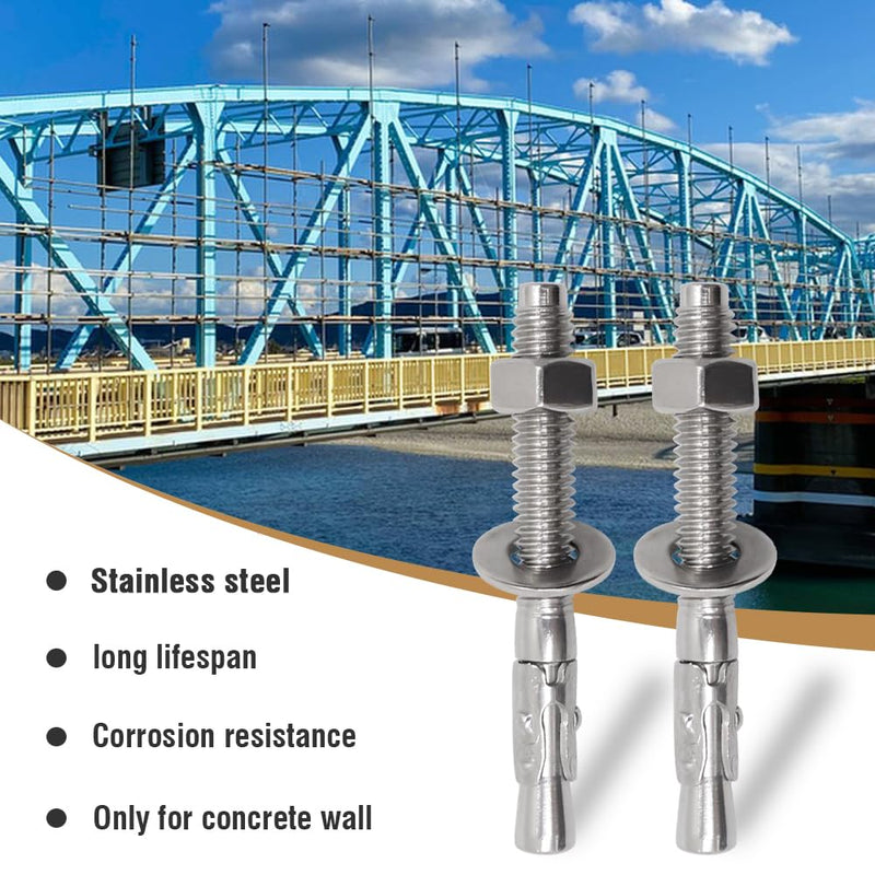 [Australia - AusPower] - 3/8"x3" Wedge Anchor for Concrete and Cement, Stainless Steel Screw Bolt Expansion Fastener for Industrial, Heavy Duty Wall Anchor, 8 pcs 3/8"x3" 