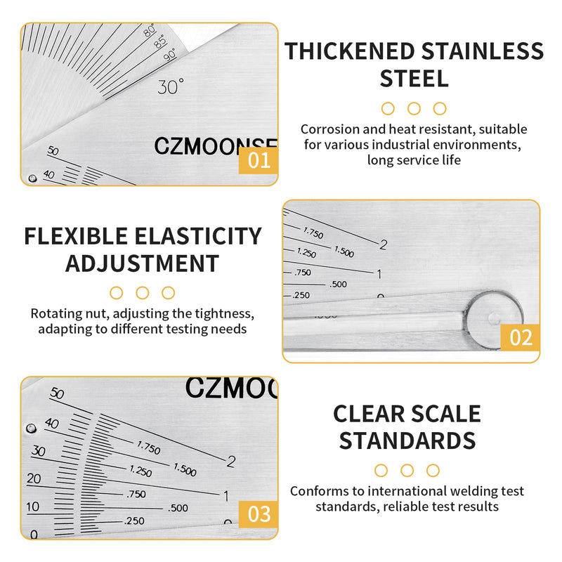 [Australia - AusPower] - SKEW-T Stainless Steel Oblique Welding Inspection Ruler Angle Weld Gauge Welding Point Measurement Gauge Welding Angle Gauge ulnar Test Ruler 