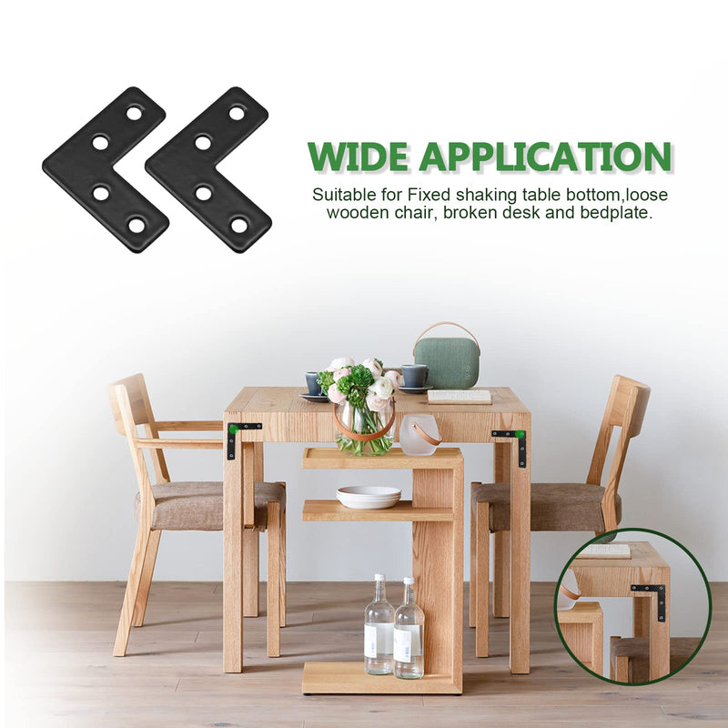 [Australia - AusPower] - 20 Pcs L Shape Flat Mending Plates 40mm x 40mm (1.57" x 1.57") Flat Corner Braces, Right Angle Photo Frame Bracket, Black 40x40mm/1.57"x1.57" 