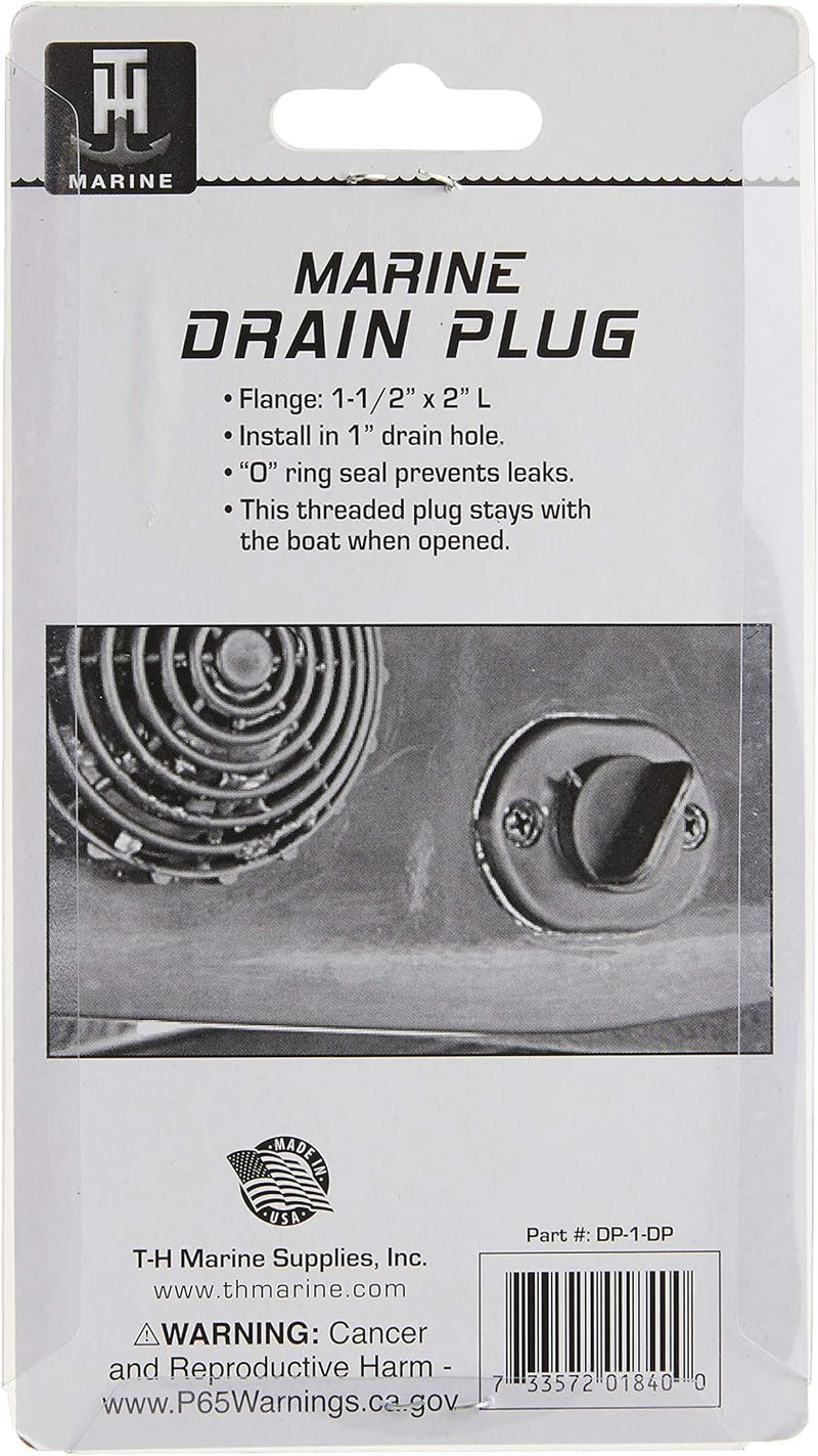 T-H Marine Drain Plug - Self-Retaining Screw-Type Boat Drain Plug - Fits 1 in Hole - Polypropylene with O-Ring Seal - Vibration Resistant - Ideal for Transoms, Wells, Coolers, and Tanks