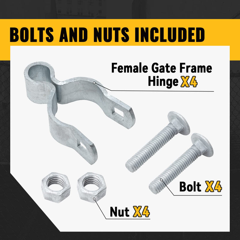 VIVIDA 1-5/8" Chain Link Female Gate Hinge, Metal Gate Hinge for 1-5/8" OD Post/Pipe, Chain Link Fence Hardware, Galvanized Steel, 4 PCS 1-5/8" (4 PCS)