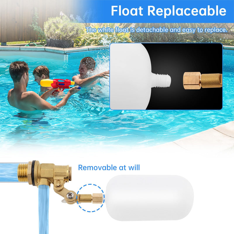 [Australia - AusPower] - 2 Pcs 1/2 Inch Brass Float Valve, Automatic Water Level Control High Pressure Adjustable Arm Over 180 degreesfor Water Tanks, Fountain Float, Livestock Troughs 