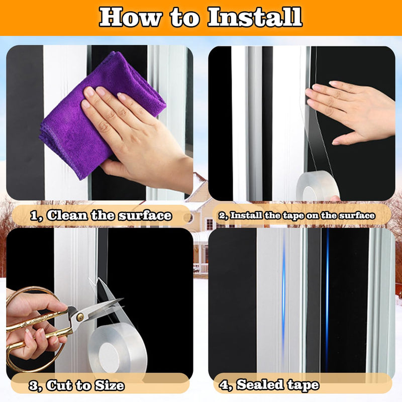 [Australia - AusPower] - Transparent Air Conditioner Window Seal Weather Sealing Tape 2 Inch x 33 FT Weather Stripping Residue-Free Clear Window Insulation Tape for Shower Glass Gaps and Doors Windproof Tape 2 IN - 33Ft 