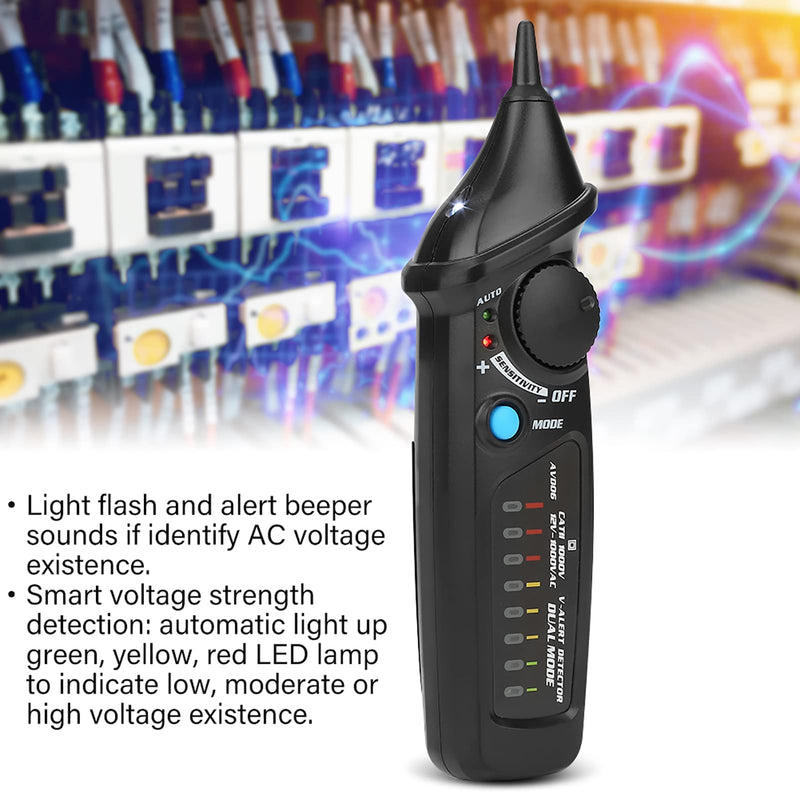 [Australia - AusPower] - Voltage Pen, AVD06 AC12-1000V Smart Non Voltage Detector Electric Testing Detector Dual Mode Check Electroscope Induction, Voltage Testers 