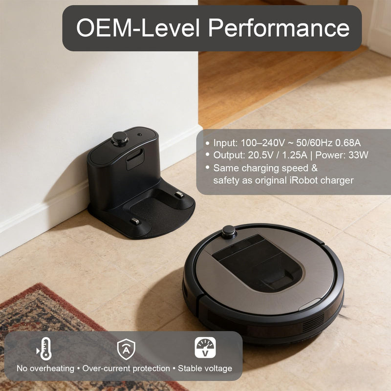 [Australia - AusPower] - for Roomba Charger Dock,Replacement for iRobot Roomba Charging Base e5 e6 i1 i3 i4 i5 i6 i7 i8 500-900 Series Models Vacuum Cleaners-with US- Power Cord ADF-N1 17070 17064 4452369(1pcs+1cable) 1pcs+1cable 
