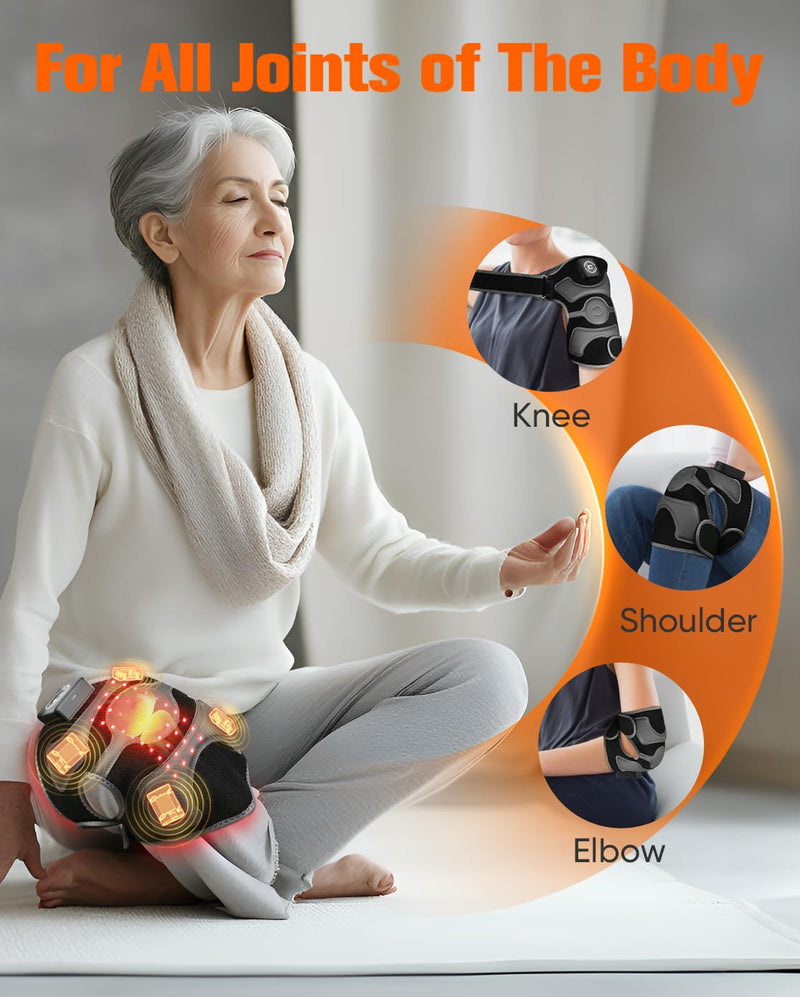 CRAZYTECH 3D Red Light Therapy for Knee, FSA Eligible HSA 5000mAh Cordless Knee Massager with 4 Vibration Areas, Infrared Heating Pad Wrap Device for Knee Elbow Shoulder, 660nm 850nm 2.0 Knee Brace