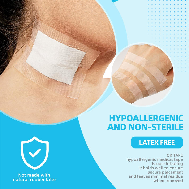 [Australia - AusPower] - OK TAPE OKPore Transparent Medical Tape (Pack of 12) - First Aid Surgical Tape Hypoallergenic and Breathable for Wound Dressing Care, Latex Free, 1in x 10yds 1x360 Inch (Pack of 12) 