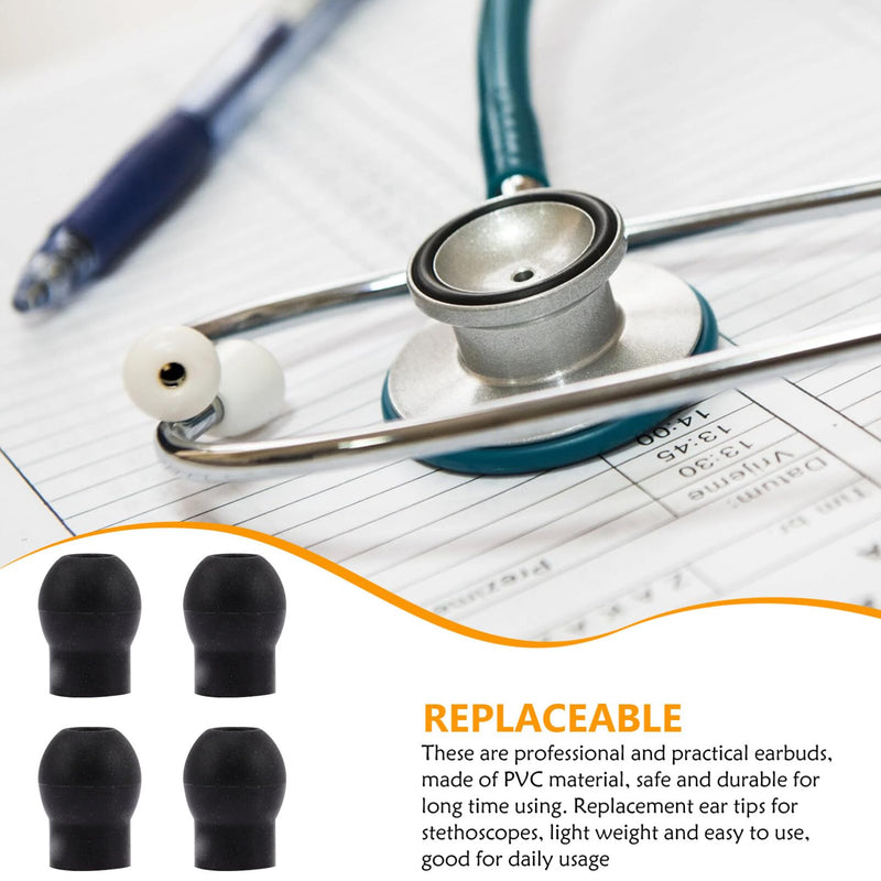 [Australia - AusPower] - Mobestech 4pcs Earplugs Ear Tips for Stethoscopes Stethoscope Accessories Stethoscope Replacement Earbud Stethoscope Replacement Ear Tips Stethoscope Ear Tips Replacement Ear Beans Gourd PVC 1.5x1.2cm Black 