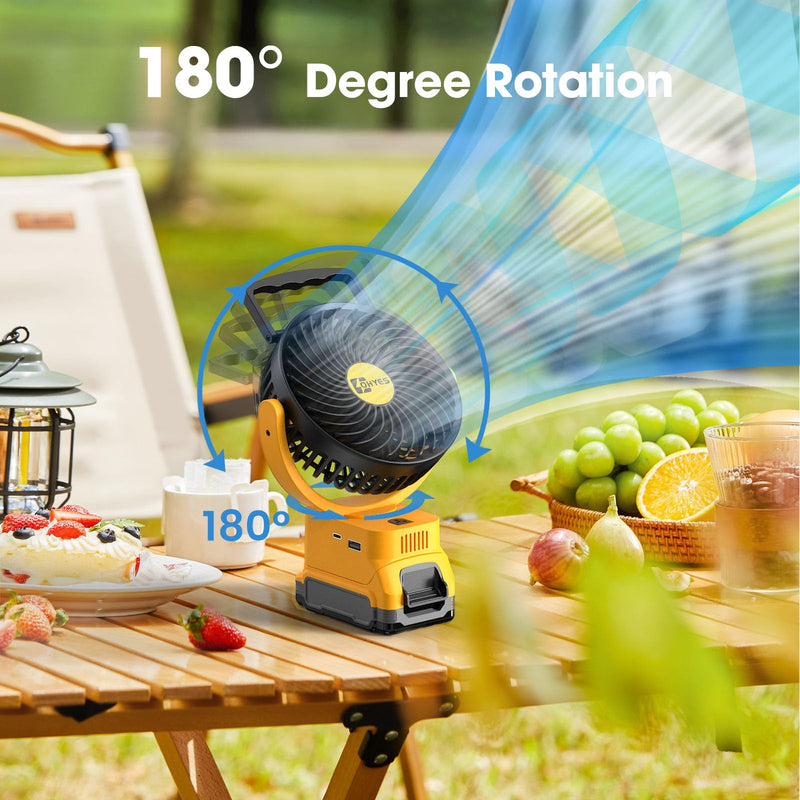 [Australia - AusPower] - Cordless Jobsite Fan Fit For DeWALT 18V 20V Max 60V Flex Battery Brushless Motor With USB A+C Fast Charging For Camping Workshop and Construction Site(Battery not included) 