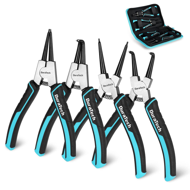 [Australia - AusPower] - DURATECH Magnetic Tape Measure 25FT with DuraTech 4 PCS Snap Ring Pliers Set, Retractable Measuring Tape, Easy to Read Both Side Measurement Tape, 7 Inch Heavy Duty Internal & External Circlip Pliers 