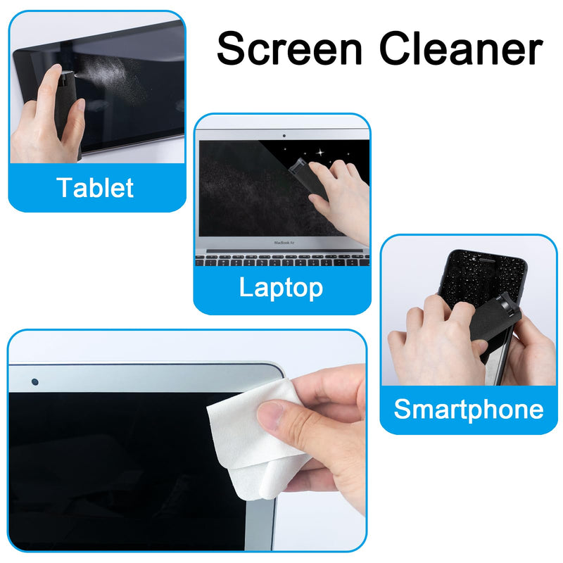[Australia - AusPower] - Screen Cleaner Touchscreen Mist Spray, walrfid Cleaning Kit for Electronic Smart Phone TV, Laptop, Tablet, PC, Computer LCD Flat Screens, Eyeglasses, Compatible with iPhone iPad MacBook Pro - Black Safety Black 