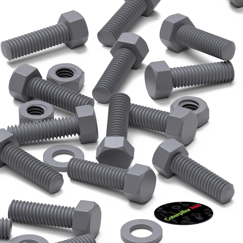 [Australia - AusPower] - 50 x Hexagon Head Screws Grey PVC Plastic nuts and bolts, Hex Head, oxidation resistant, weather resistant, UPVC, Plastic nuts and bolts, M6 x 20mm, (15/64 x 25/32 in) 