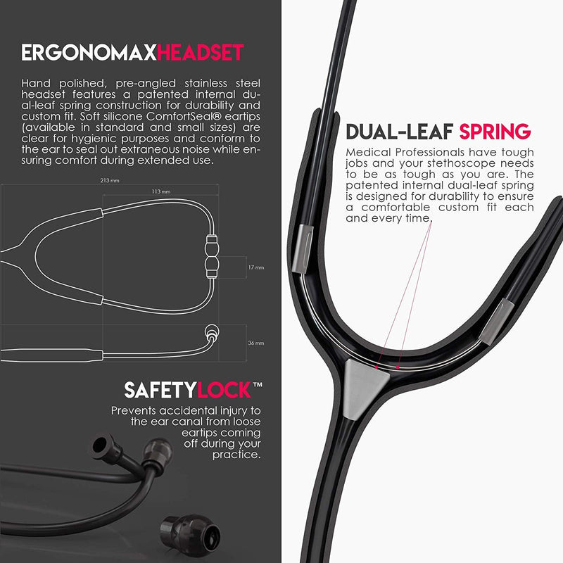 [Australia - AusPower] - MDF Instruments One Stainless Steel Stethoscope, Adult, Black Tube + MDF LUMiNiX Medical Professional Penlight 