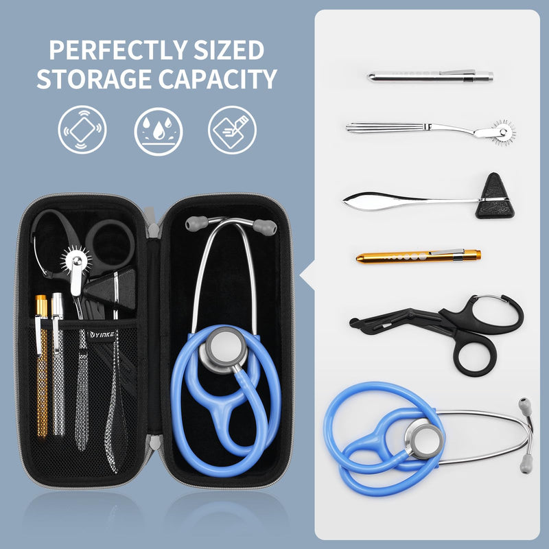 [Australia - AusPower] - Stethoscope Case for 3M Littmann Classic III, Lightweight II S.E, MDF Acoustica Deluxe, Cardiology IV Stethoscopes -Extra Room for Medical Scissors Reflex Hammer Penlight, Ideal Gift for Nurse Doctor Grey-PU 