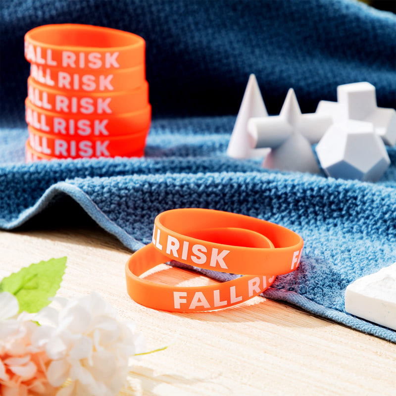 [Australia - AusPower] - Sumind 12 Pcs Fall Risk Bracelet Emergency Alert Wristband for Elderly Patient Wristbands Fall Risk Silicone Rubber Bracelets for Men Women Kids Old People Gifts(Orange) Orange 