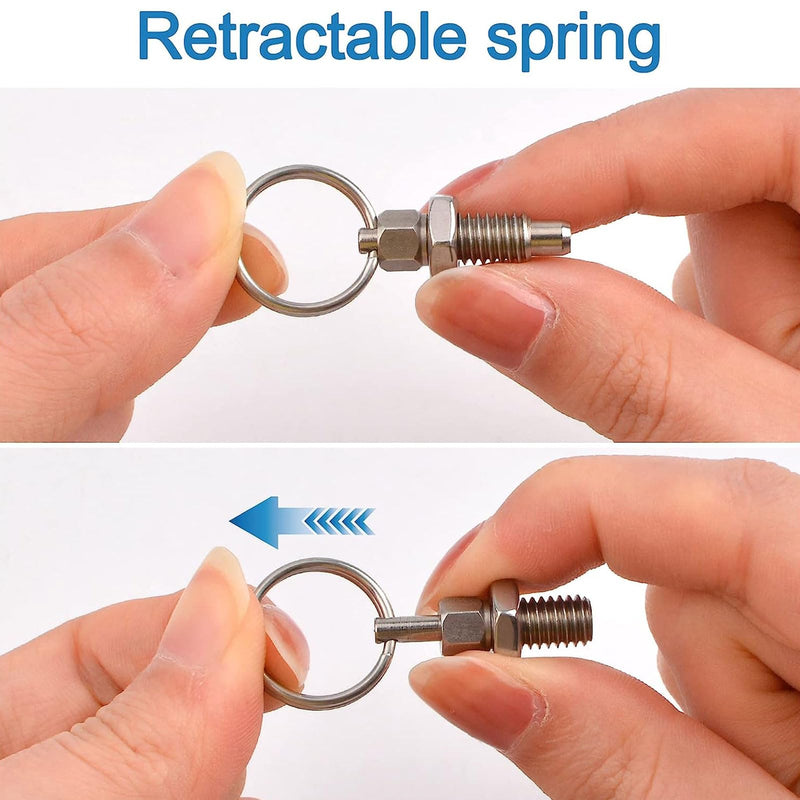 [Australia - AusPower] - 6Pcs Spring Plunger with Pull Ring, M8 Quick Release Pin w/Drop Cam & Spring, Stainless Steel Non-Locking Type Stubby Hand-Retractable Spring Plunger Index Plunger 