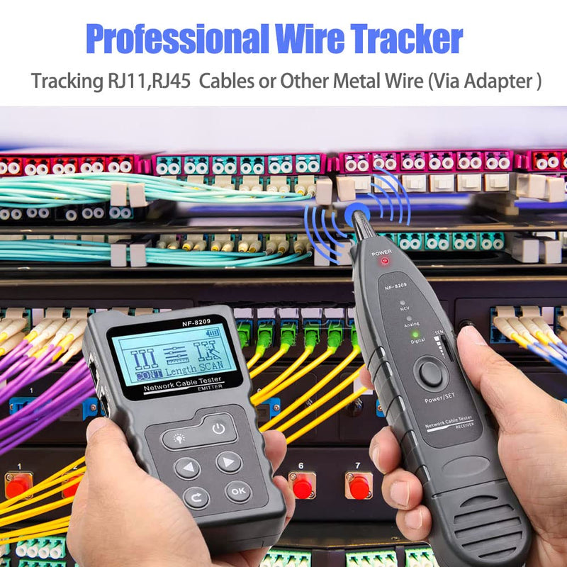 [Australia - AusPower] - NOYAFA NF-8209 Advanced Network Cable Tester for poe test/NCV/cat5/cat5e/cat6/cat6a,Length Measurement/Underground Telephone Line Wiremap Tester&Continuity Testing/by TDR Grey 