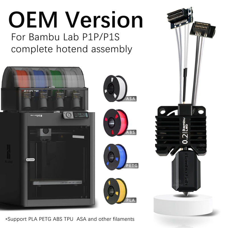 Original Bamboo Lab P1 Hotend Assembly Complete with Stainless Steel 0.2mm Nozzle,Ceramic Heater,Thermistor, Cooling Fan,Silicone Sock for P1S P1P 3D Printer Extruder Heating Block Replacement P1 Series