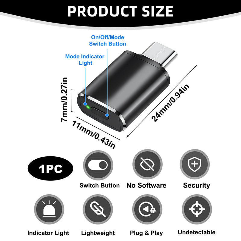 Mouse Jiggler USB C Non-Detectable Mouse Mover Automatic Mouse Mover with 3 Modes Switch Button Mover Automatic Mouse Jiggler Driver-free Plug & Play for Home Office Keeps Laptop Awake | Mausbeweger mit 3Modi Schaltertaste Beweger Automatisch Maus Jigg...
