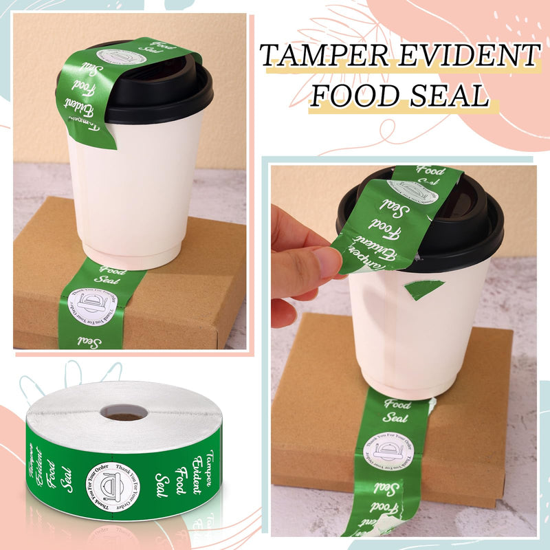 1000 Pcs Tamper Proof Stickers 1.5 x 6 Inch Tamper Evident Tape Security Delivery Seals for Freshness Labels Drink Food Pizza Packaging Green