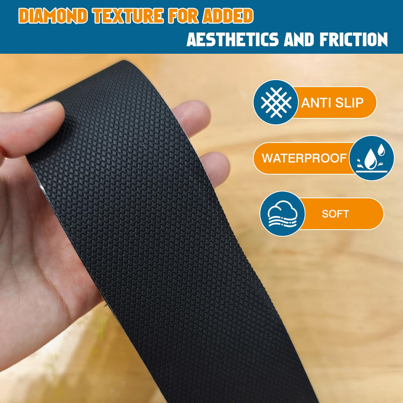 Black Rubber Grip Tape 1 Inch x 20 Ft Non-Abrasive Anti-Slip Tape for Handrails Strong Adhesive Waterproof Heat Resistant Handlebar Wrap Cushion Grip for Tools Stairs Bicycle Handle (1inch X 20ft) 1inch X 20ft