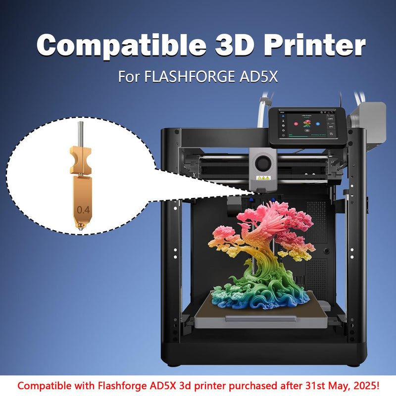 for AD5X Upgraded 0.4mm Hotend Nozzles 2 Packs 3D Printer Assembled Extruder Kits- All Metal Hot End/Printhead Replacement with Detachable Nozzle, Extra 2PCS Silicone Sock+ 2PCS Nozzle Brush Hotend for AD5X 0.4