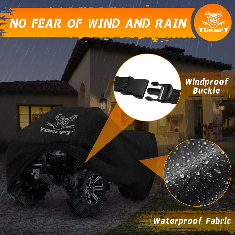 [Australia - AusPower] - ATV Cover, Heavy Duty Black Waterproof Oxford Fabric Protective 4 Wheeler Quad Cover for 86" Kawasaki Honda Polaris Yamaha (86''L x 38''W x 42''H) XXL-86''L x 38''W x 42''H 