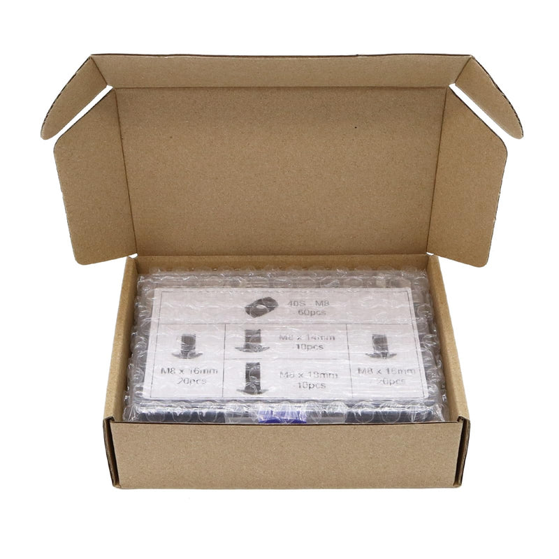 [Australia - AusPower] - 120Pcs 4040 Aluminum Extrusion Hardware Kit - M8 T Slot Nuts & Bolts 10Pcs M8x14, 40 M8x16, 10 M8x18, 60Pcs 40 Series M8 Drop-in T Nuts, Compatible with 4040 4080 Extrusion Accessories 