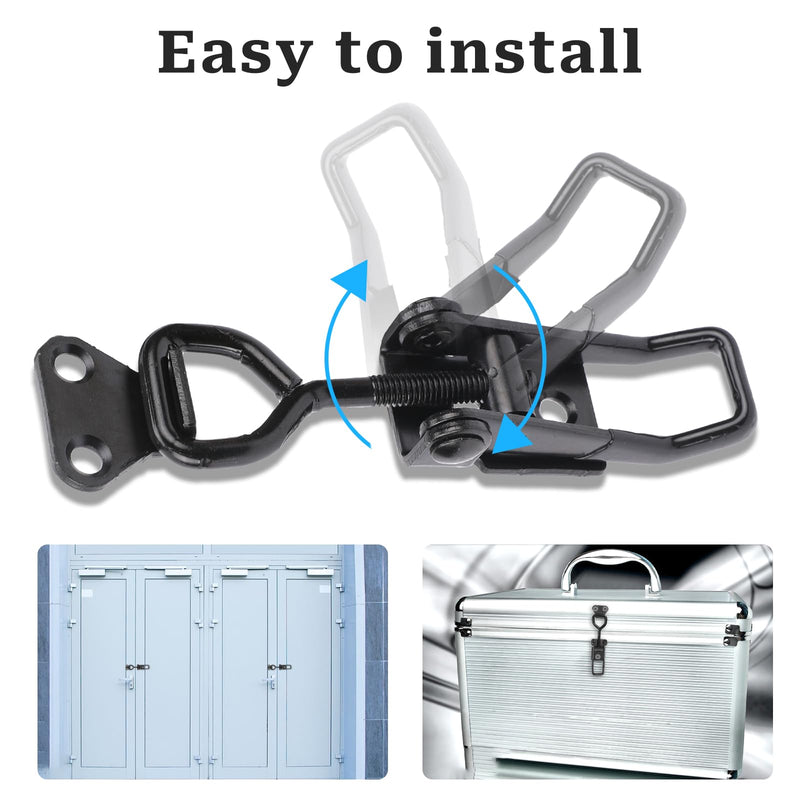 [Australia - AusPower] - 2 PCS Black Toggle Latch Clamp 300lbs Heavy Duty Adjustable Toggle Clamp Pull Latch, Quick Release Smoker Door Latch Metal Toggle Clamps for Box, Gate, Cabinet, Case 