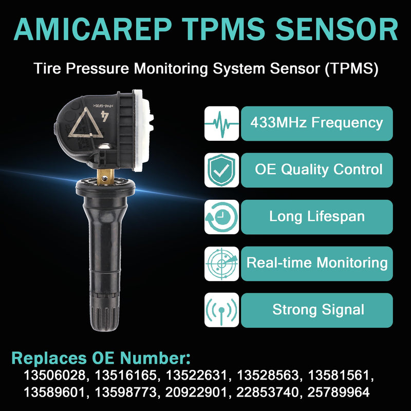 [Australia - AusPower] - TPMS Sensors Tire Pressure Sensors 433MHz Compatible with Chevy Silverado Tahoe Buick Enclave Cadillac Escalade GMC Sierra Replaces# 13598773 13516165(4 PCS) 
