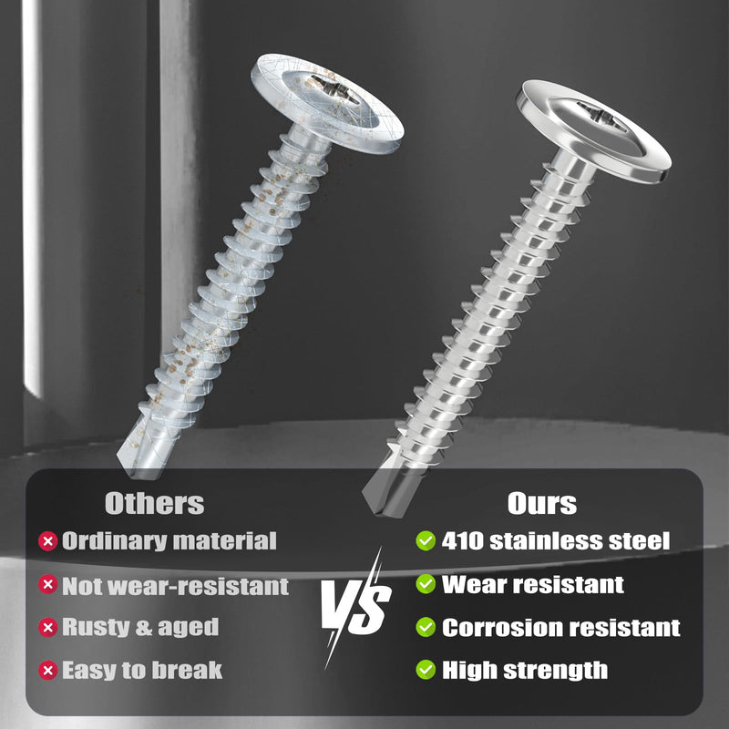 [Australia - AusPower] - 140pcs Self Drilling Screws for Metal,#8 x 1 1/4 Inch 410 Stainless Steel Self Tapping Sheet Metal Screws,Self Tapping Screws for Metal,Modified Truss Head #8 x 1-1/4 inch Silver Modified Truss Head 