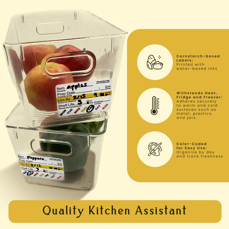 InStockLabels Dissolvable Food Labels, Adhesive Stickers - 2” x 3” (100Pk) - Rotation Food Labels for Kitchen & Restaurant Supplies - Jar Labels & Food Sticker Labels for Food Containers
