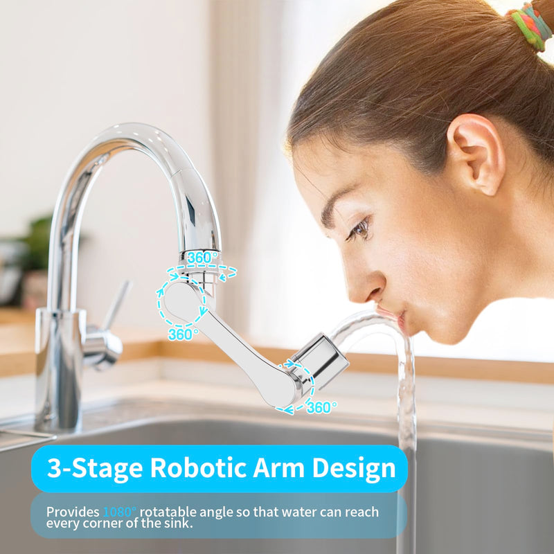 [Australia - AusPower] - Longing Home 1080° Swivel Tap Extension, Heavy Duty Swivel Sink Extension, Universal Swivel Multifunctional Robot Arm, Rotating Spray Filter Extension Set of 2 