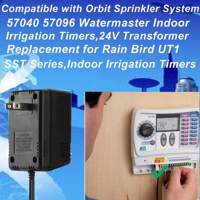 [Australia - AusPower] - 24VAC750mA AC Adapte Compatible with Orbit Sprinkler System 57040 57096 Watermaster Indoor Irrigation Timers,24V Transformer Replacement for Rain Bird UT1 SST Series,Indoor Irrigation Timers 