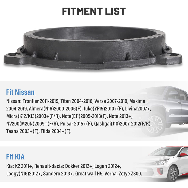 [Australia - AusPower] - RED WOLF Car Door Speaker Adapter Spacer Ring Compatible with Nissan Frontier Altima Sentra 2004-2019, KIA K2 2011-2019, Infiniti Q25 2011-2021 6.5" Aftermarket Speaker Adapter Bracket Installation 
