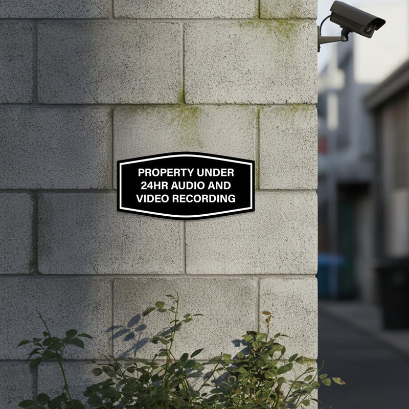 Signs ByLITA Fancy Property Under 24Hr Audio and Video Recording Sign (Black) - Small 5 Pack Small (3" x 6") 5 Pack Black