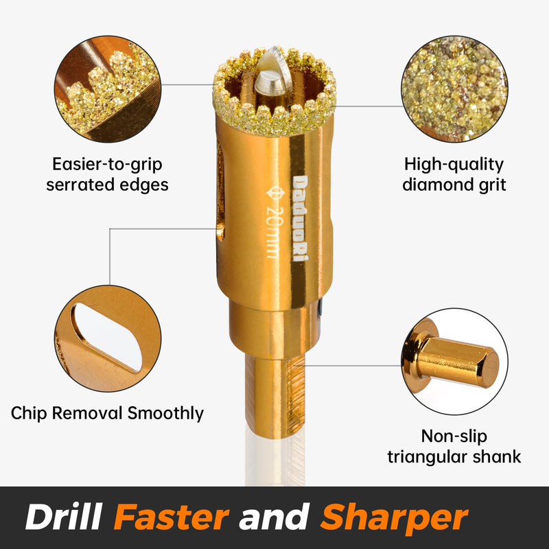 5" Serrated Diamond Hole Saw with 2Pcs Removable Pilot Bits, Easy-Align for Precise Drilling in Porcelain, Ceramic, Granite, and Marble (5" Diamond Bit for Tile) 130mm | 5"