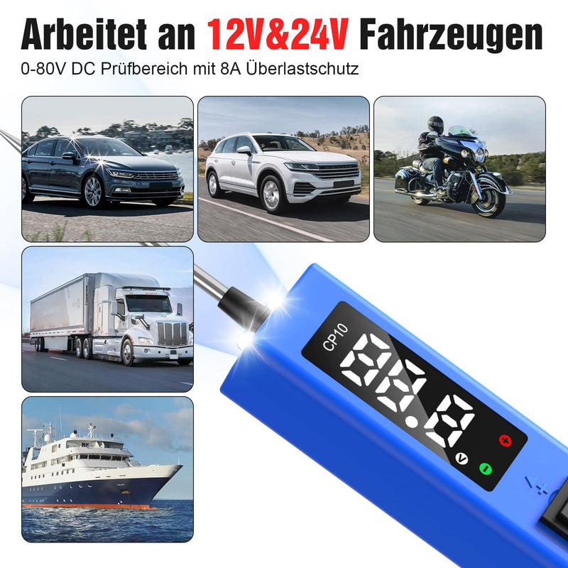 [Australia - AusPower] - OBDResource Test Lamp Car Circuit Tester, 0-80V DC Car Voltage Tester with Circuit Sensor Digital Screen for Testing Car Battery/Continuity/Earth/Polarity/Diode/Lamp CP10 