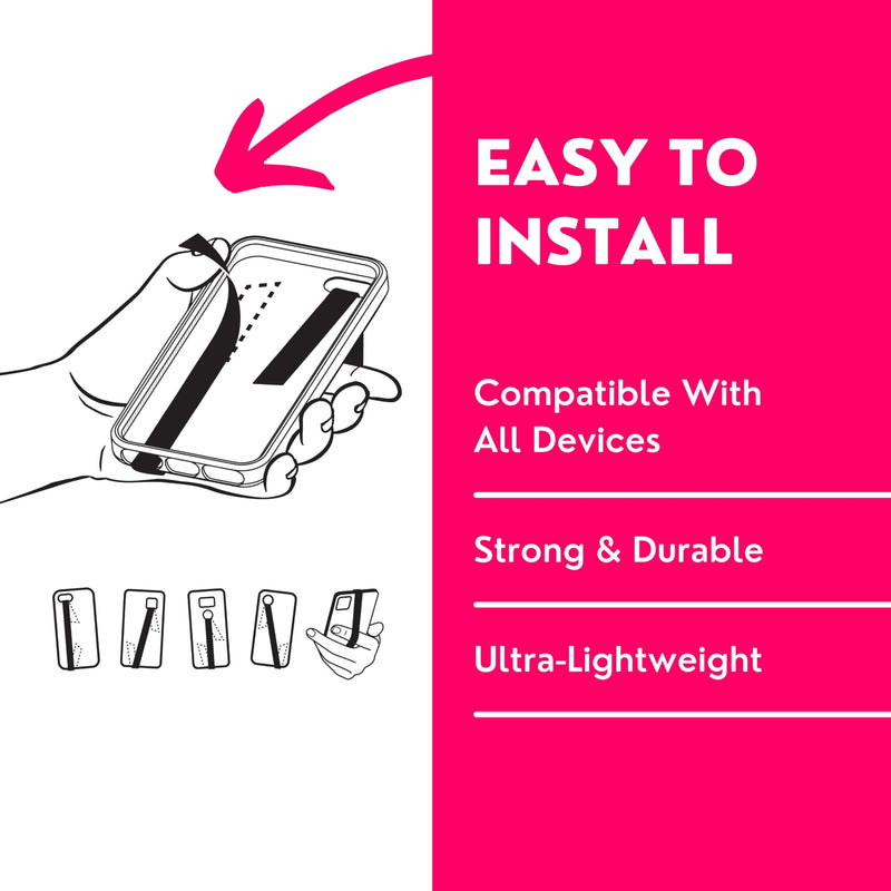 [Australia - AusPower] - Phone Loops: Non-Elastic Phone Grip, Phone Strap, Phone Holder for Hand - Small, Light and Discreet Cell Phone Holder for Hand - Phone Finger Holder Midnight 
