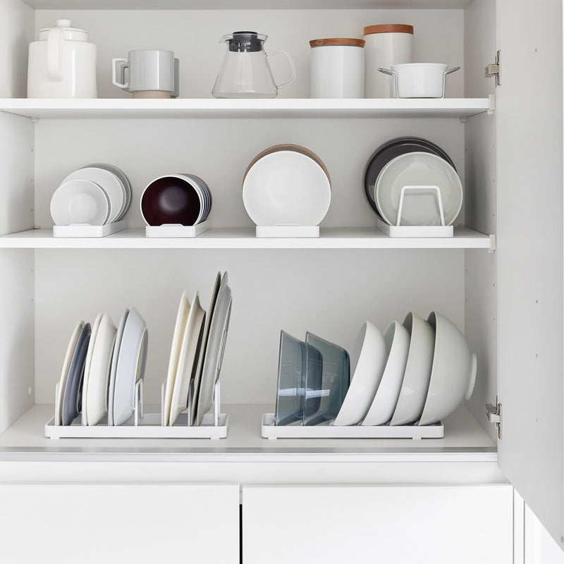 Yamazaki 1371 Tower Bowl Storage S White Steel Minimalist 32 x 8.6 x 2.2 cm (L x W x H) | Steel, with non-slip silicone feet, organizer for shelves and drawers, 8.6 x 32 x 2.2 cm, Japanese design