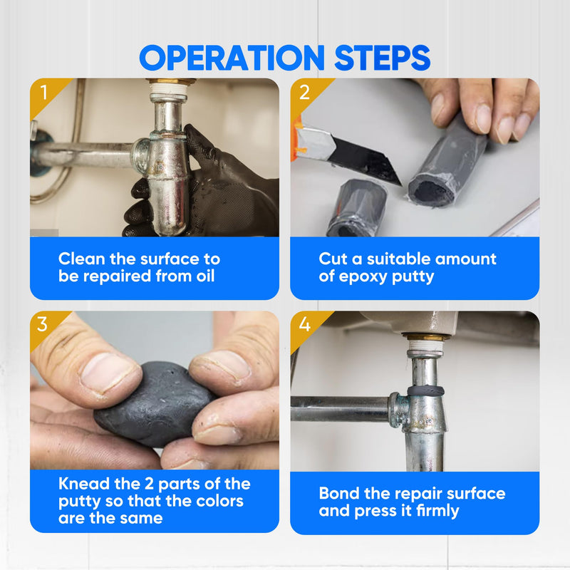 [Australia - AusPower] - Epoxy Putty Stick, 2 part epoxy quick repair adhesive for hard and fast repairs on pools, heaters, bonds to metal, plastic, wood, glass, ceramic crack fillers,Waterproof, black(120, Grams) 120 Grams 