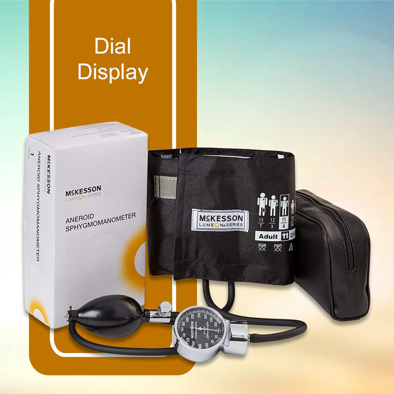 [Australia - AusPower] - McKesson LUMEON Professional Aneroid Sphygmomanometer, Blood Pressure with Cuff, Pocket Size, Black, Adult Medium, Circumference 23-40 cm, 1 Count Adult (1 Count) 