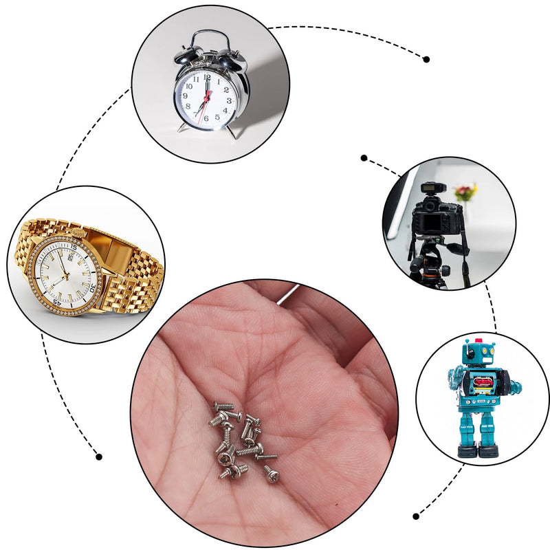 [Australia - AusPower] - 800Pcs Tiny Screws for Electronics, Micro Small Mini Phillips Pan Head Machine Screws Assortment Kit for Eyeglasses, Watches, Clocks, Mobile Phone, M1/M1.2/M1.4/M1.6/M1.7 (800) 800 