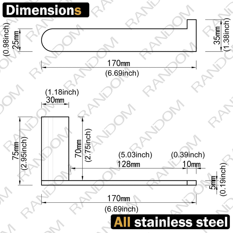 RANDOM Brushed Gold Toilet Paper Holder,Bathroom Hardware Accessories SUS 304 Stainless Steel Modern Tissue Paper Roll Holder Nordic Minimalism Contemporary Hotel Style Wall Mount. Round